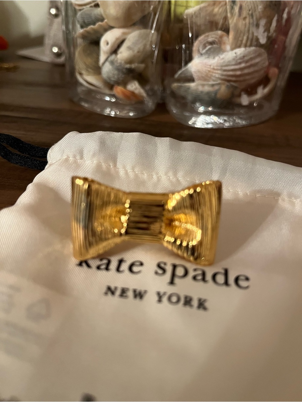 Kate Spade Gold Bow Ring - Shiny Gold Tone size 8